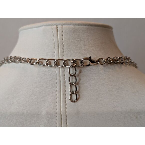 Vntg Rhinestone Collar Choker Necklace Silver-Tone Special Occasion Jewelry - Picture 3 of 7